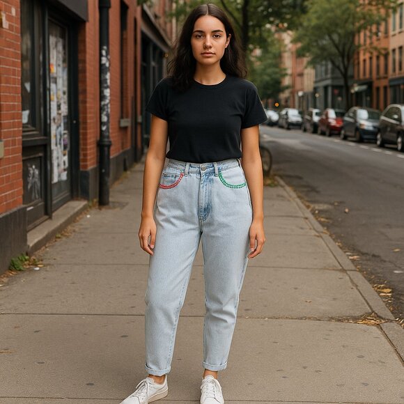 Vintage Jordache High Waisted Acid Wash Mom Jeans Size 16 Zip Fly 100% Cotton - Picture 1 of 12